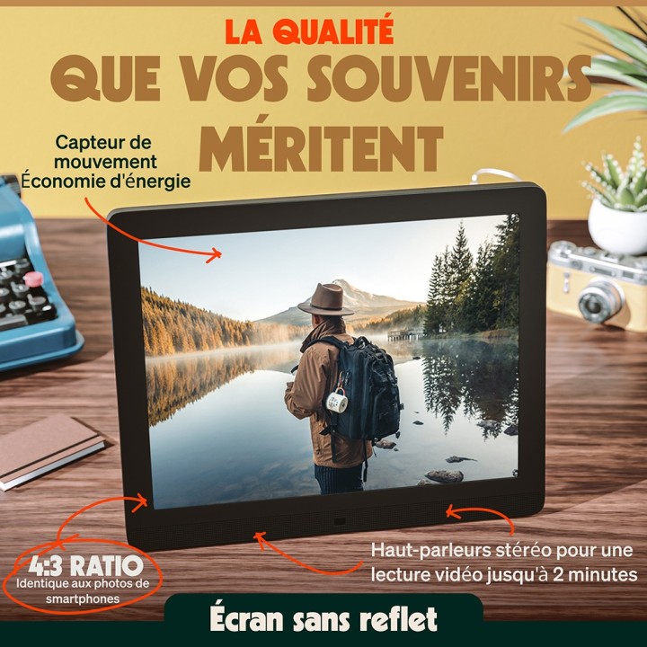 Cadre photo 15" numérique connecté intelligent Wi-Fi Pix-Star