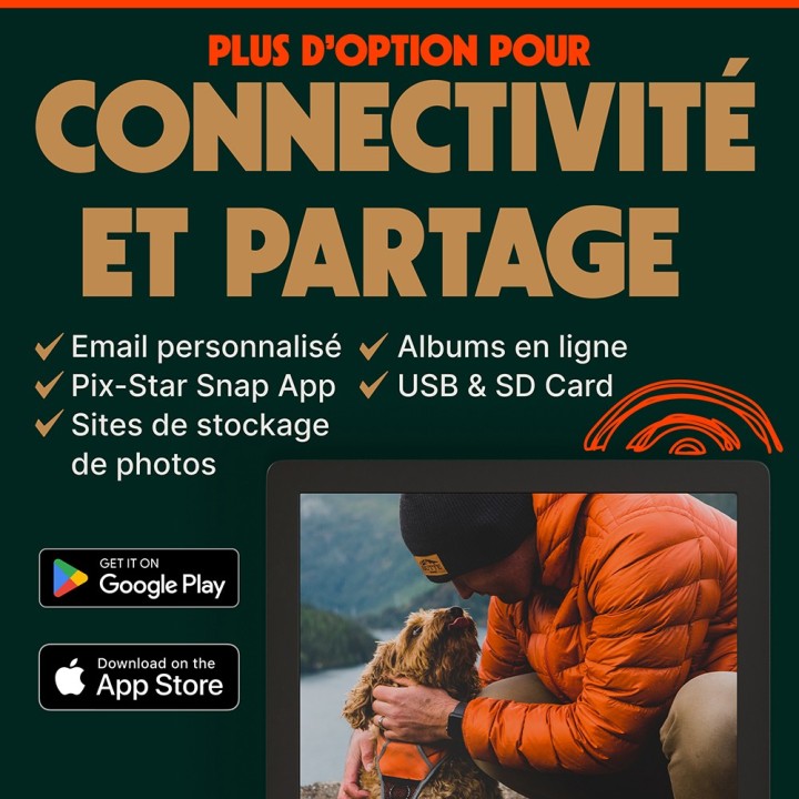 Cadre photo 15" numérique connecté intelligent Wi-Fi Pix-Star