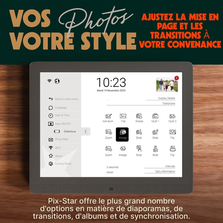 Cadre photo 15" numérique connecté intelligent Wi-Fi Pix-Star