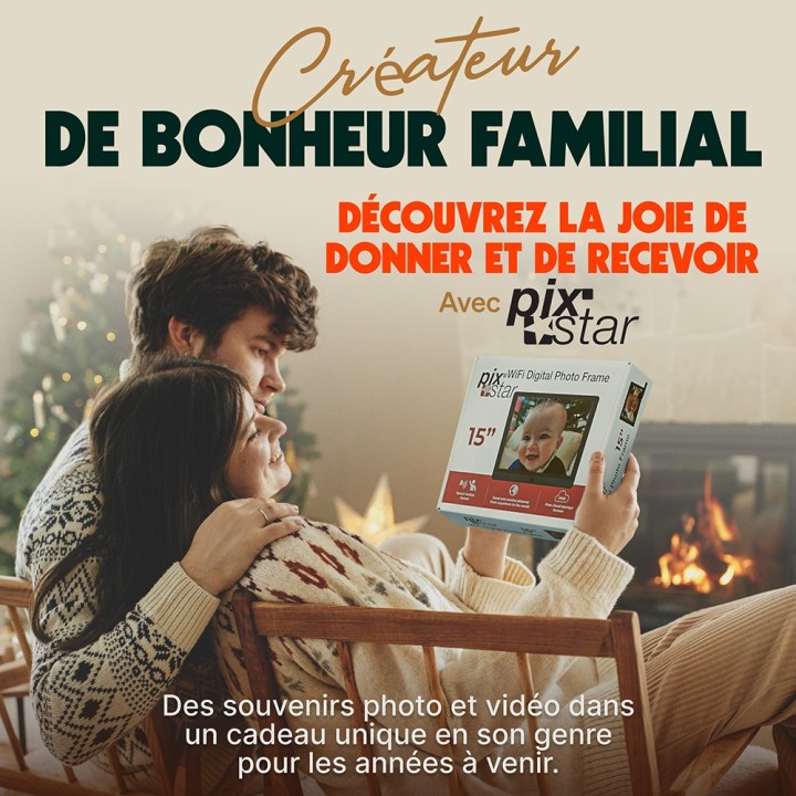 Cadre photo 15" numérique connecté intelligent Wi-Fi Pix-Star
